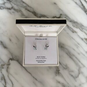 Macy's NEW Sterling Silver Earrings with Genuine Blue Topaz